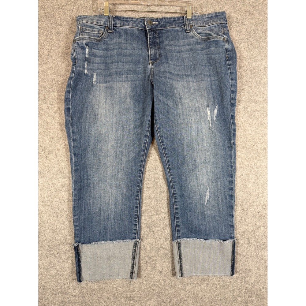 Kut from the Kloth Cameron Straight Leg Womens 20W Blue Excellent Crop Jeans